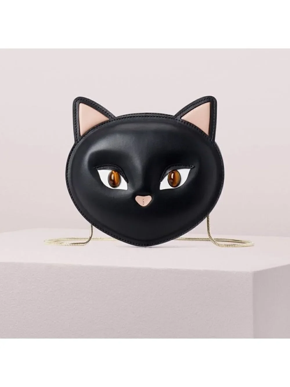 Kate Spade Black Cat Leather Crossbody Bag Novelty Purse Cute Kawaii Coquette